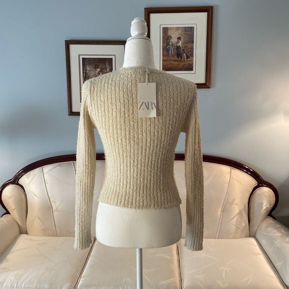 New Zara Textured Light Beige Sweater - Picture 8 of 14